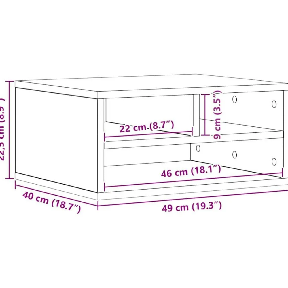 vidaXL Electrónica-Soporte para Impresora Roble artesanal 49 x 40 x 22.5 cm