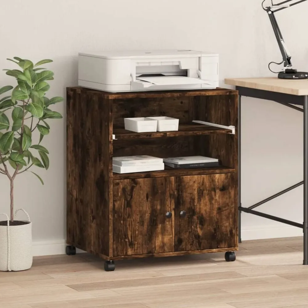 vidaXL Electrónica-Soporte para impresora con ruedas 60x48x74 cm