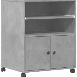 vidaXL Soporte para impresora con ruedas gris hormigón 60x48x74 cm Gris hormig&oacute;n Sale