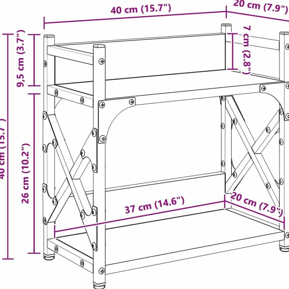 vidaXL Electrónica-Soporte para Impresora Roble artesanal 40 x 20 x 40 cm