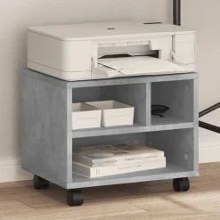 vidaXL Electrónica-Soporte para impresora con ruedas gris hormigón 41x32x34,5 cm
