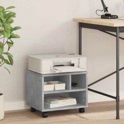 vidaXL Electrónica-Soporte para impresora con ruedas gris hormigón 41x32x34,5 cm