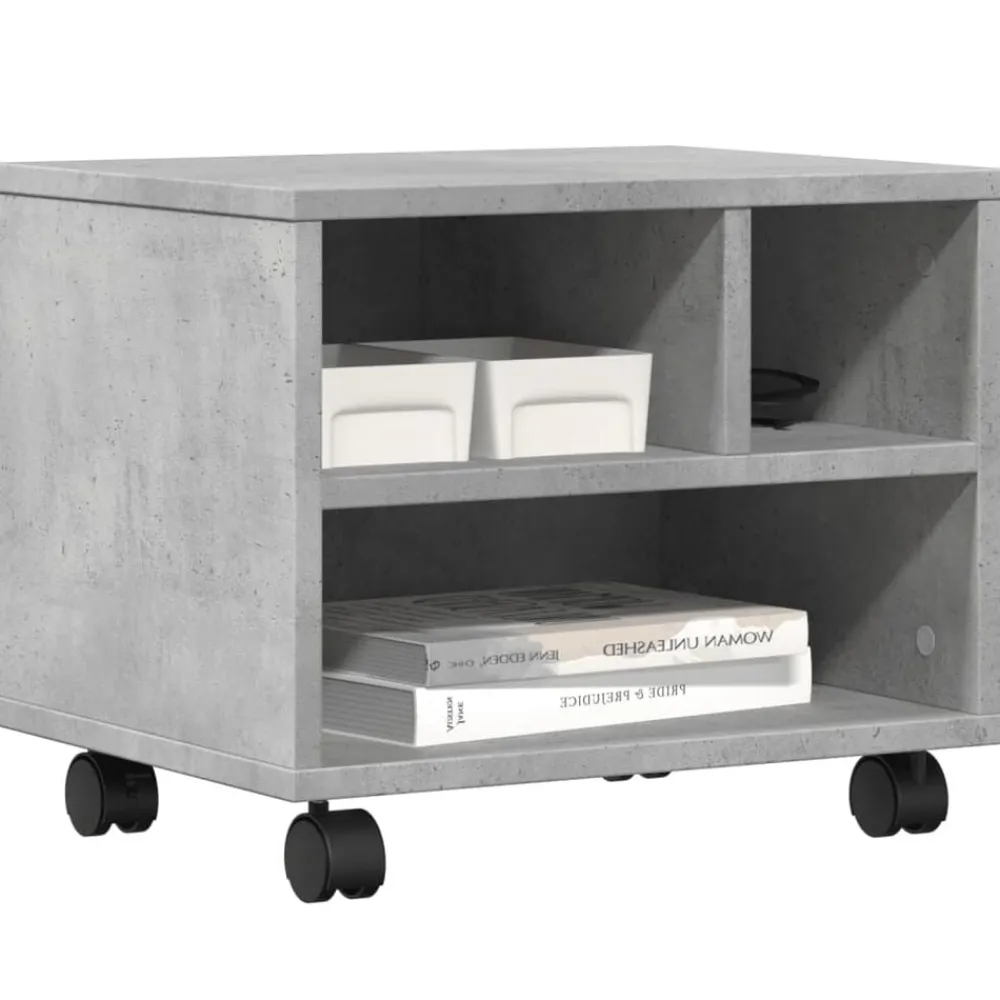 vidaXL Electrónica-Soporte para impresora con ruedas gris hormigón 41x32x34,5 cm