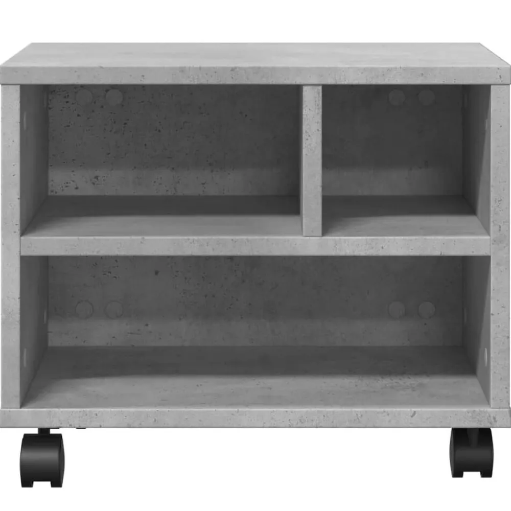 vidaXL Electrónica-Soporte para impresora con ruedas gris hormigón 41x32x34,5 cm