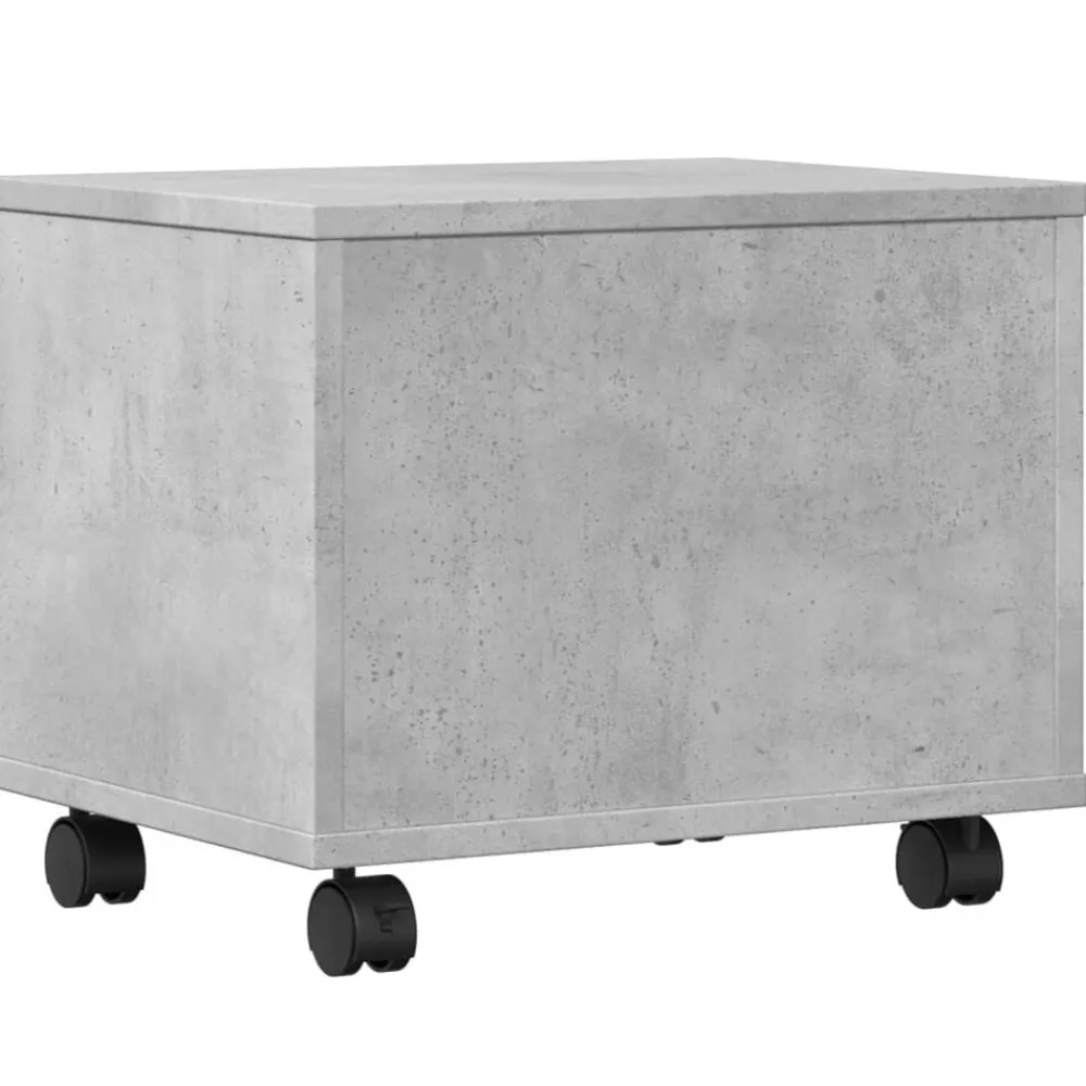 vidaXL Electrónica-Soporte para impresora con ruedas gris hormigón 41x32x34,5 cm