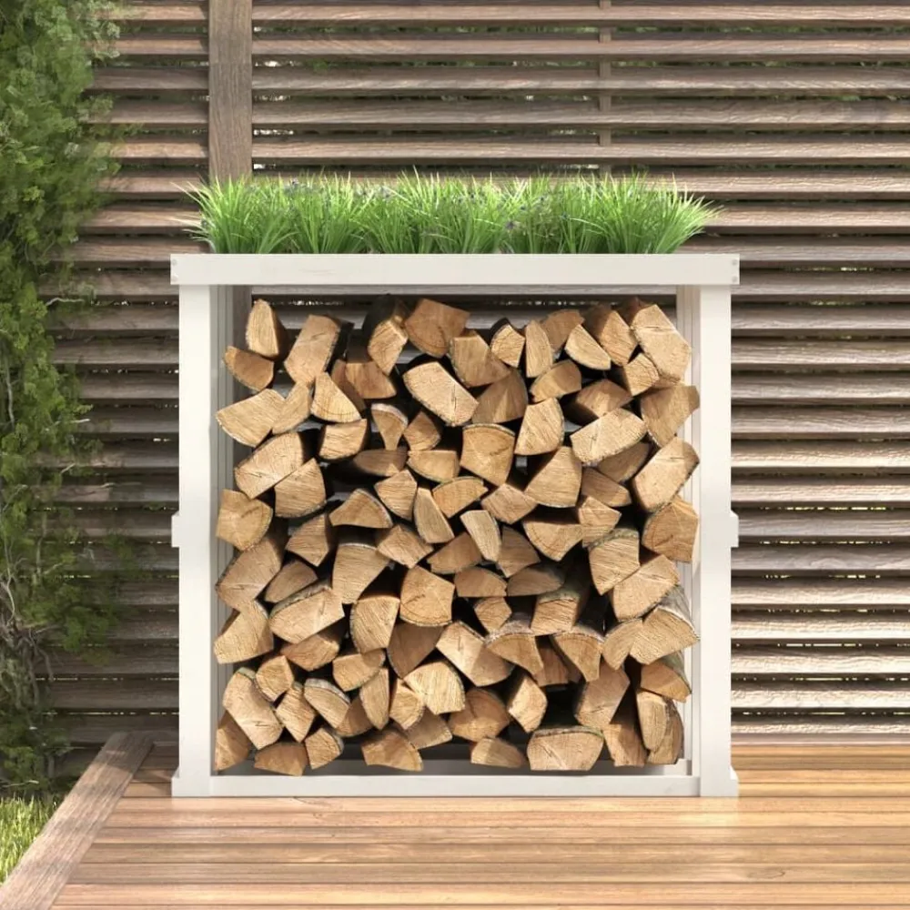 vidaXL Accesorios Para Hornos De Leña Y Chimeneas-Soporte para leña de exterior madera pino 108x52x106 cm