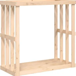 vidaXL Soporte para leña de exterior madera maciza pino 108x52x106 cm Natural New