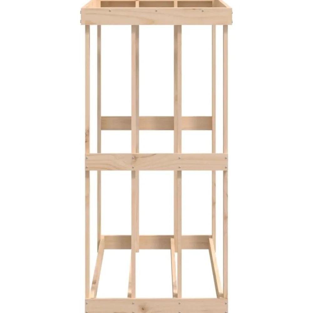 vidaXL Soporte para leña de exterior madera maciza pino 108x52x106 cm Natural New