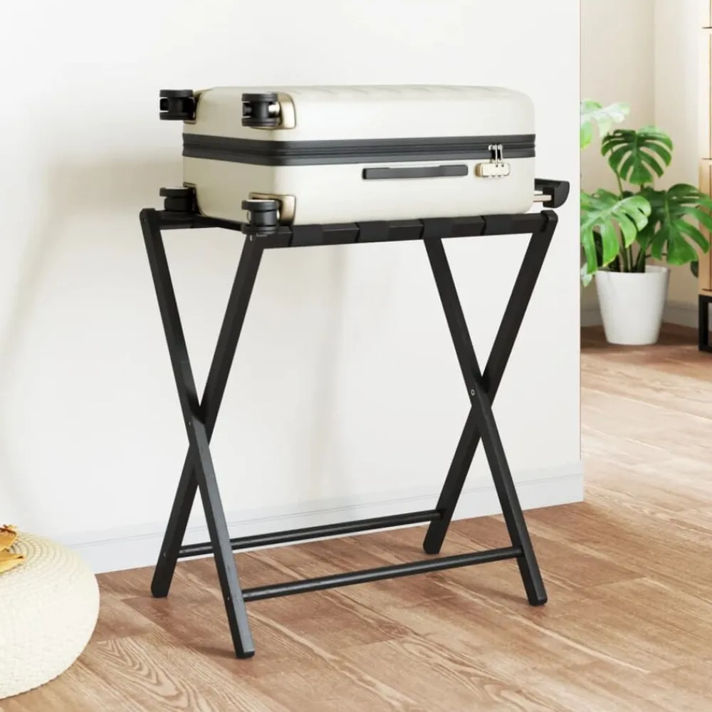 vidaXL Soporte para maletas bambú negro 68,5x38x58 cm Discount