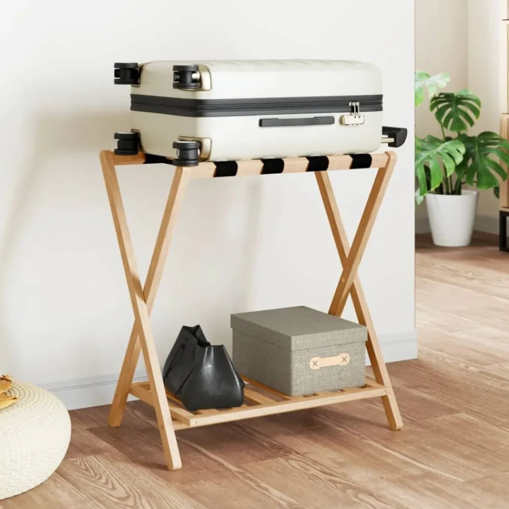 vidaXL Soporte para maletas bambú 68x38x58 cm