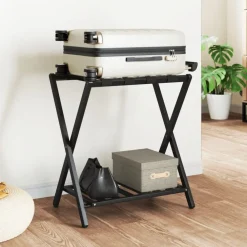 vidaXL Maletas Y Bolsos De Viaje-Soporte para maletas bambú negro 68x38x58 cm