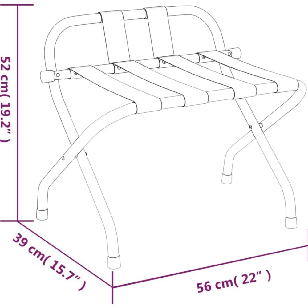 vidaXL Soporte para maletas con respaldo 56x39x52 cm Negro New