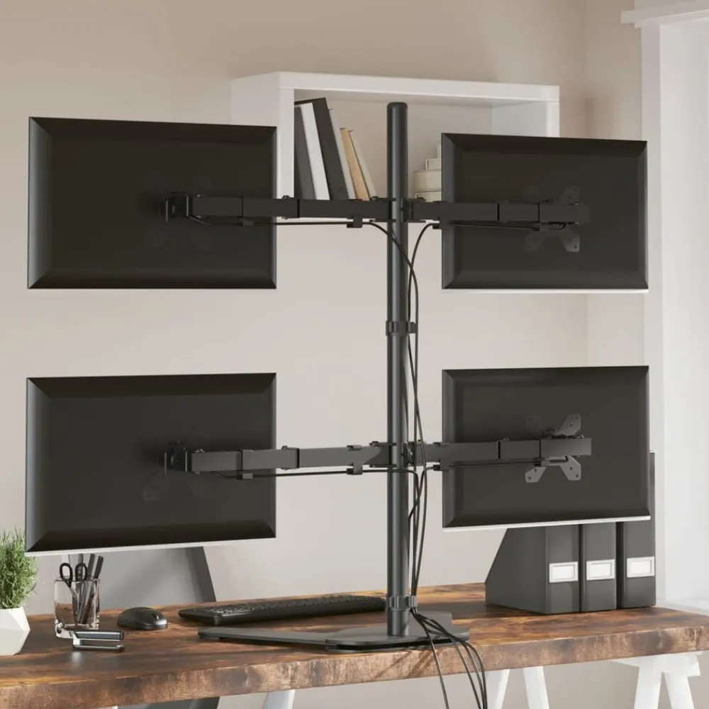 vidaXL Electrónica-Soporte para monitor acero negro VESA 75/100 mm