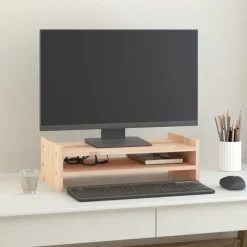 vidaXL Electrónica-Soporte para monitor madera maciza de pino 50x27x15 cm