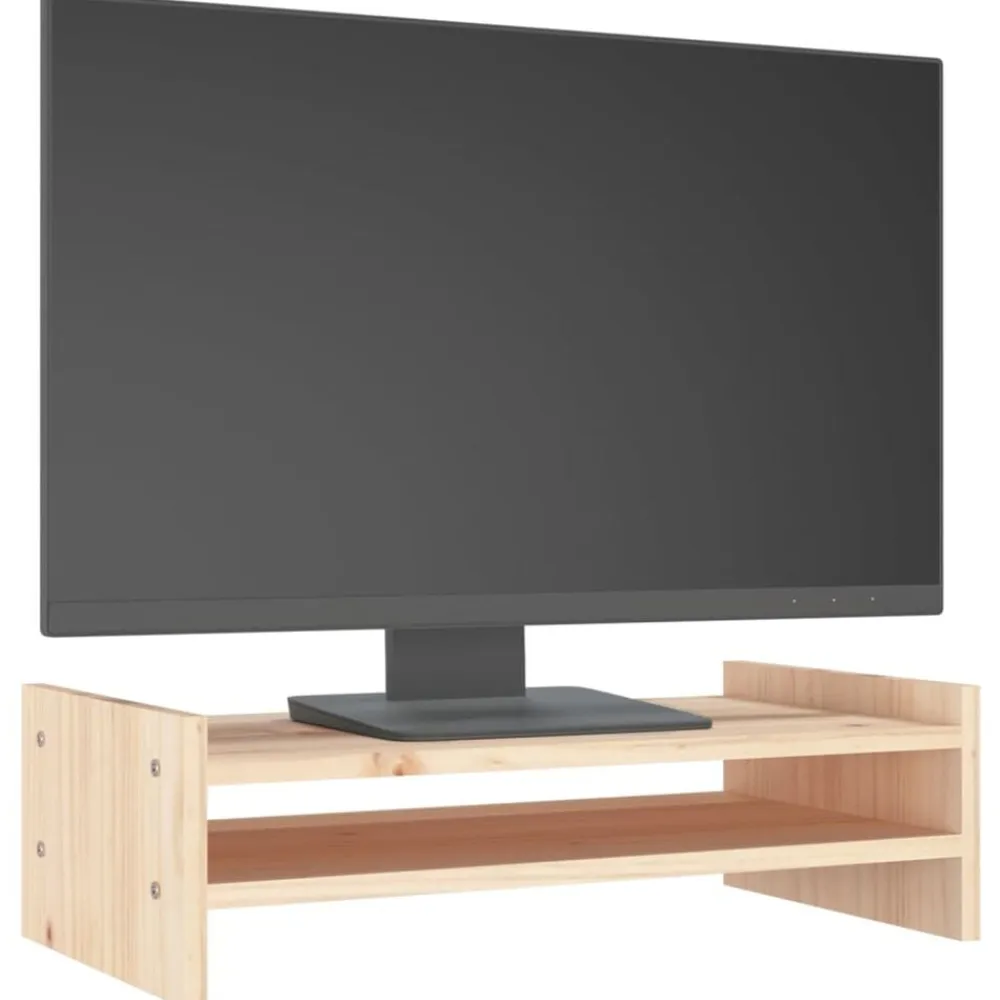 vidaXL Electrónica-Soporte para monitor madera maciza de pino 50x27x15 cm