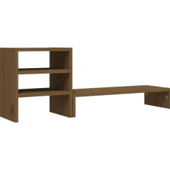 vidaXL Electrónica-Soporte para monitor madera maciza pino marrón miel 81x20x30 cm