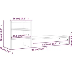 vidaXL Electrónica-Soporte para monitor madera maciza pino marrón miel 81x20x30 cm