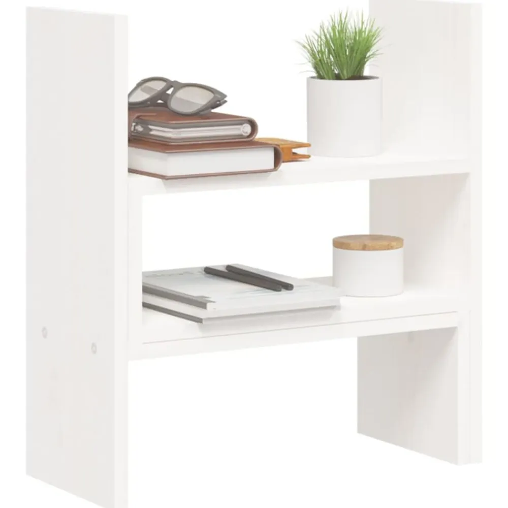 vidaXL Soporte para monitor madera maciza pino (39-72)x17x43 cm Blanco Outlet