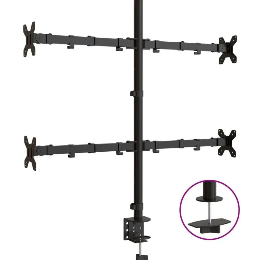 vidaXL Electrónica-Soporte para monitor acero negro VESA 75/100 mm