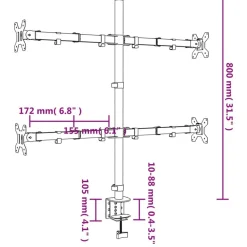 vidaXL Electrónica-Soporte para monitor acero negro VESA 75/100 mm