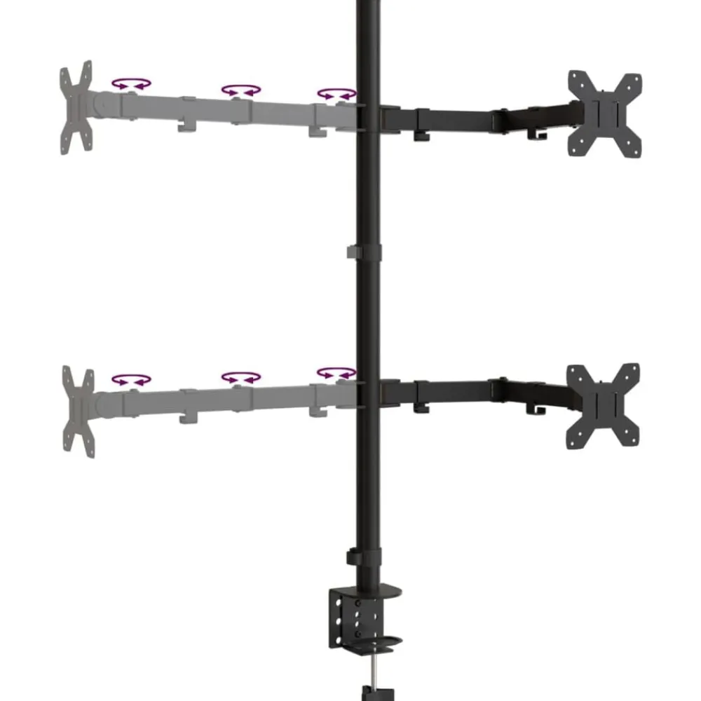 vidaXL Electrónica-Soporte para monitor acero negro VESA 75/100 mm