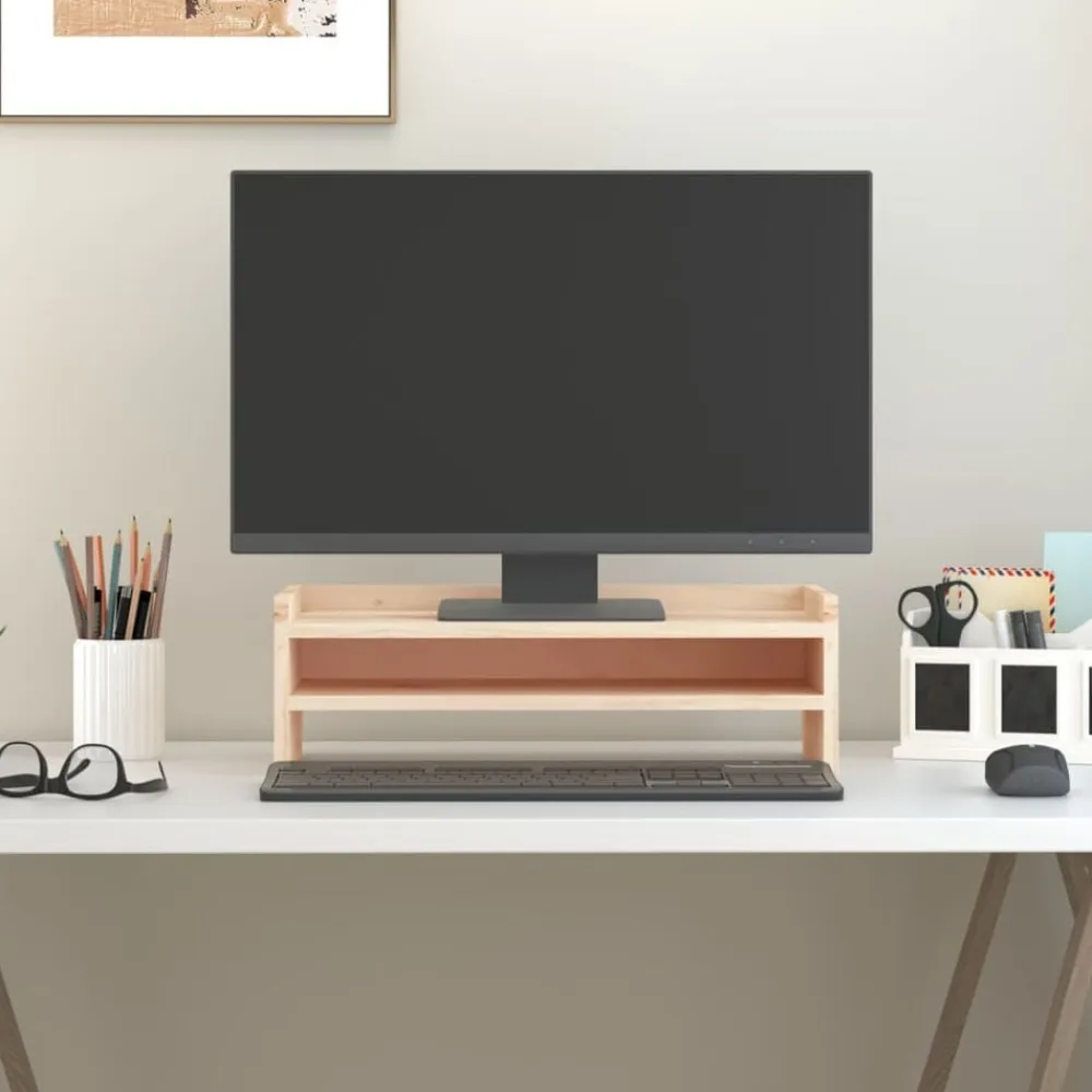 vidaXL Electrónica-Soporte para monitor madera maciza de pino 50x24x16 cm