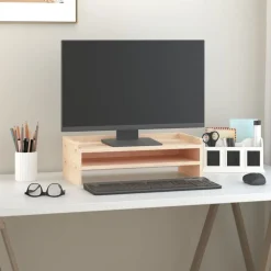 vidaXL Electrónica-Soporte para monitor madera maciza de pino 50x24x16 cm