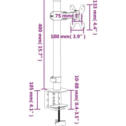 vidaXL Electrónica-Soporte para monitor acero negro VESA 75/100 mm