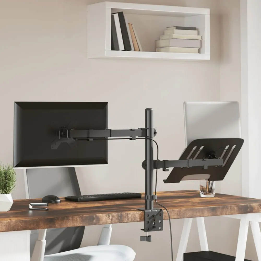 vidaXL Electrónica-Soporte para monitor acero negro VESA 75/100 mm