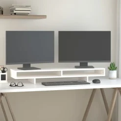 vidaXL Electrónica-Soporte para monitor madera maciza de pino 100x27x14 cm