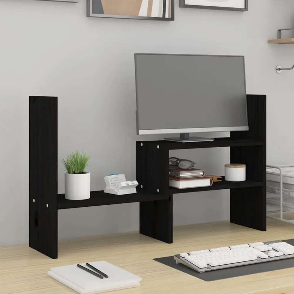 vidaXL Electrónica-Soporte para monitor madera maciza pino (39-72)x17x43 cm