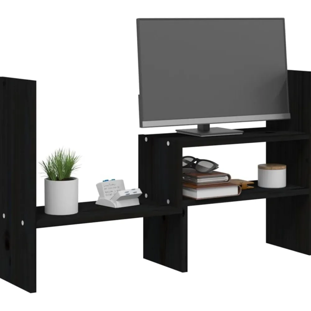 vidaXL Electrónica-Soporte para monitor madera maciza pino (39-72)x17x43 cm