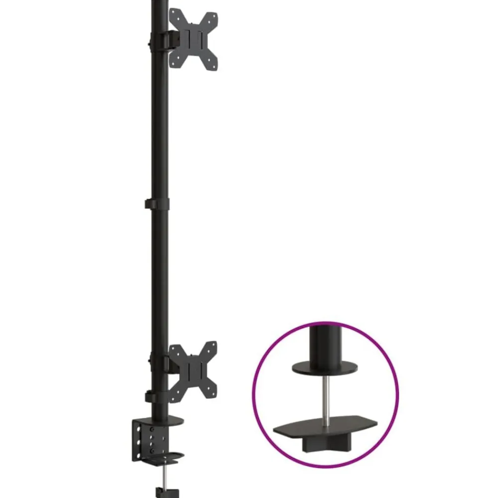 vidaXL Electrónica-Soporte para monitor doble acero negro VESA 75/100 mm