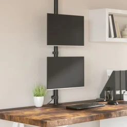 vidaXL Electrónica-Soporte para monitor doble acero negro VESA 75/100 mm