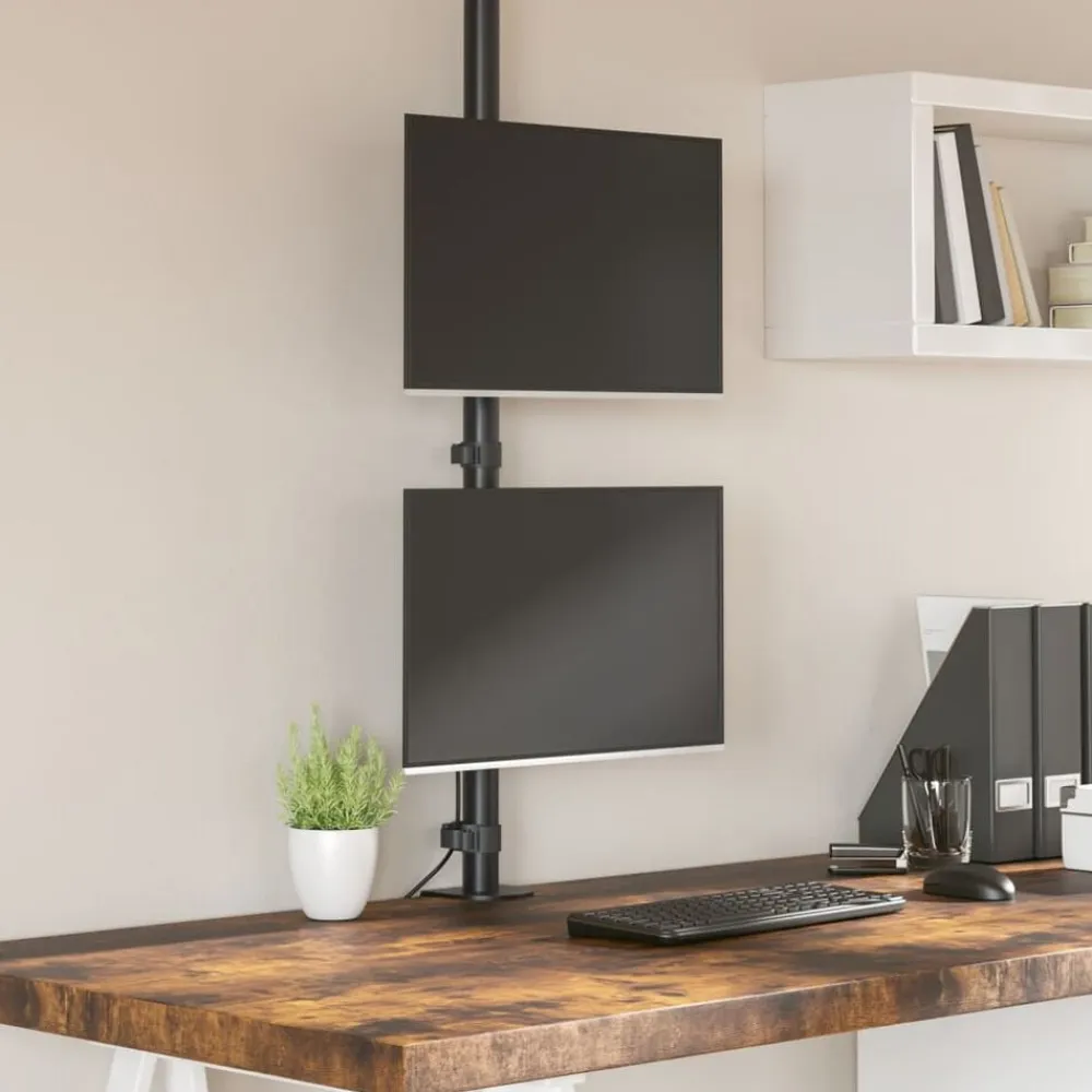vidaXL Electrónica-Soporte para monitor doble acero negro VESA 75/100 mm
