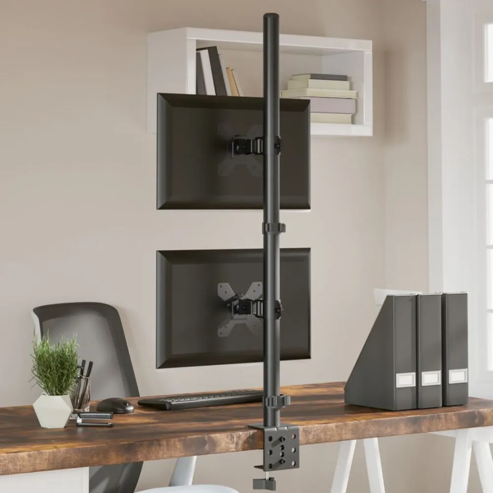 vidaXL Electrónica-Soporte para monitor doble acero negro VESA 75/100 mm