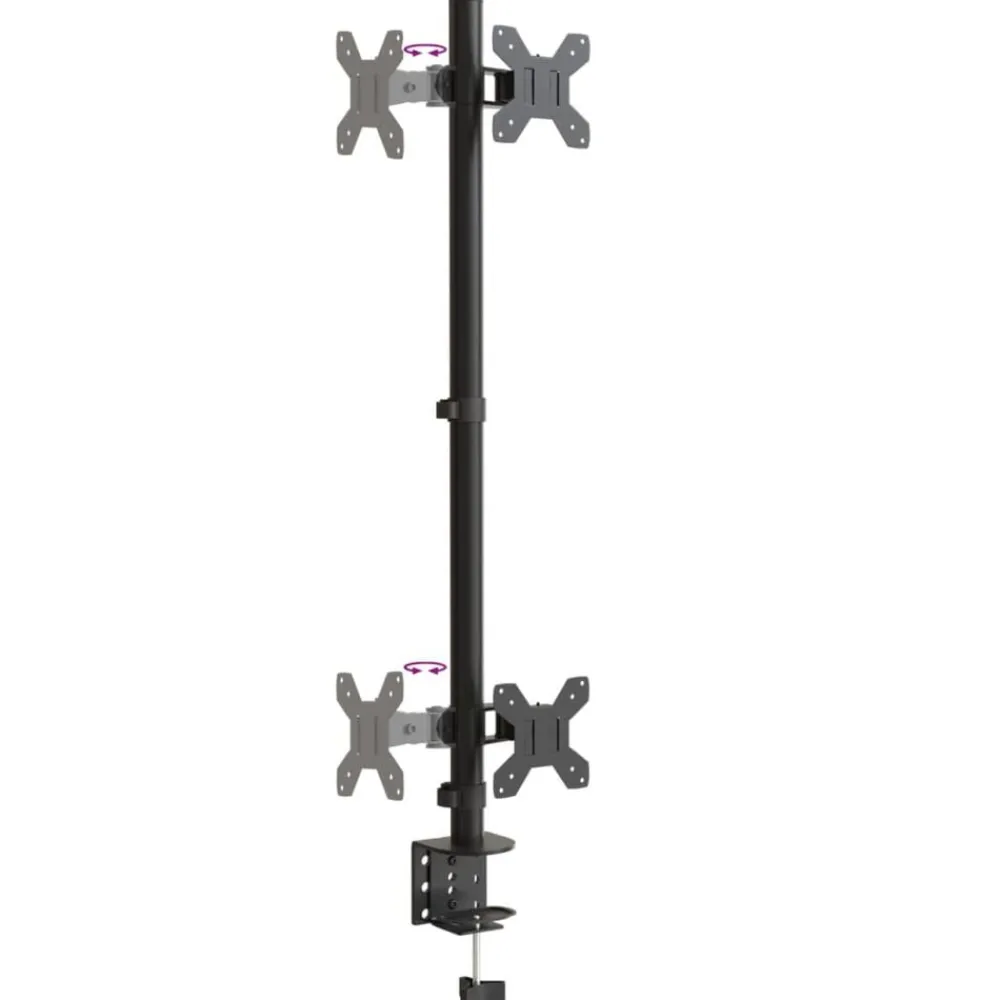 vidaXL Electrónica-Soporte para monitor doble acero negro VESA 75/100 mm