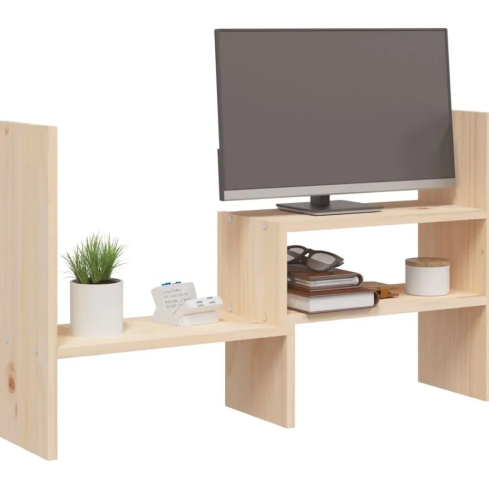vidaXL Soporte para monitor madera maciza de pino (39-72)x17x43 cm Natural Hot