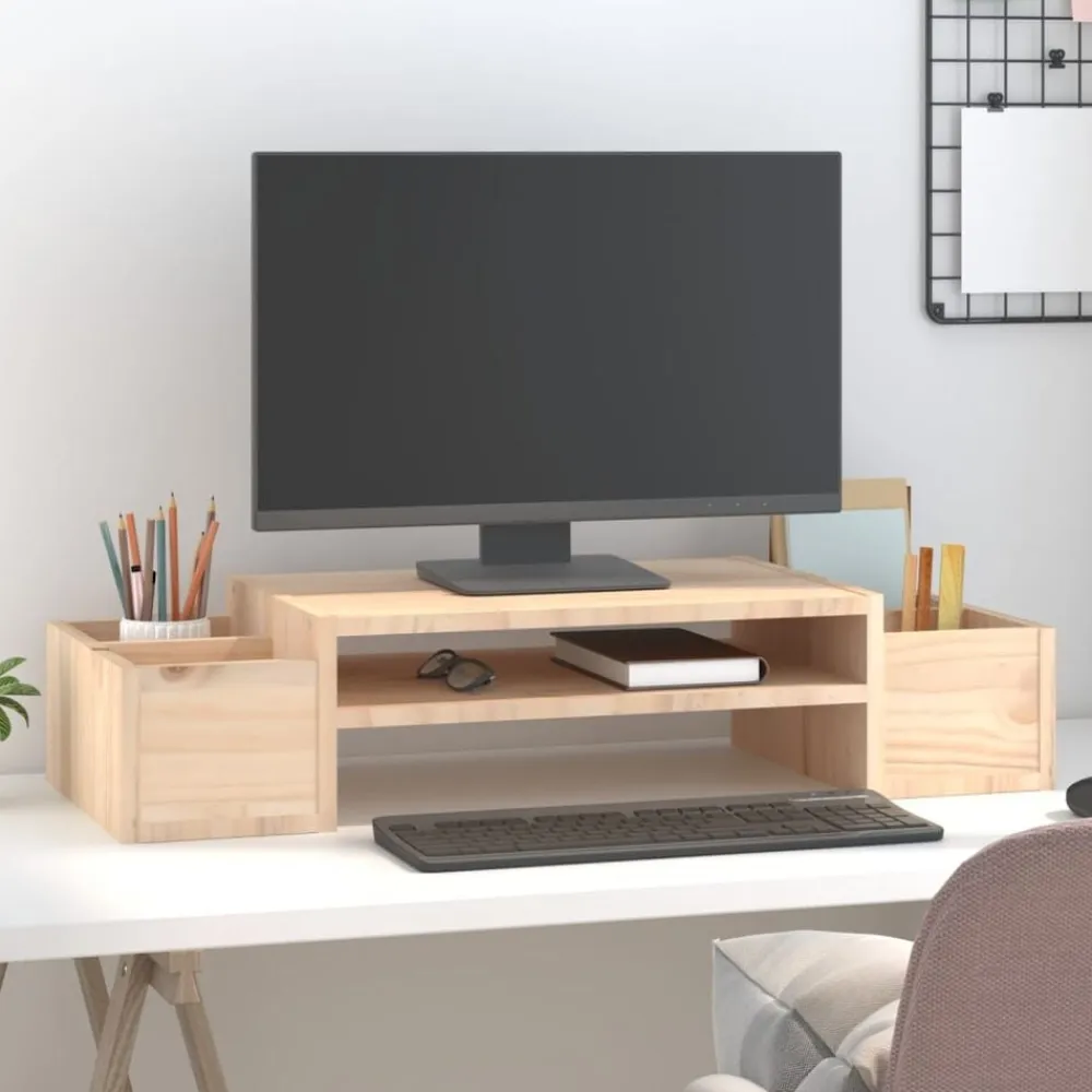 vidaXL Electrónica-Soporte para monitor madera maciza de pino 70x27,5x15 cm