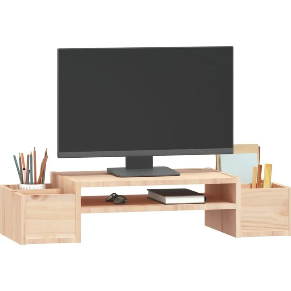 vidaXL Electrónica-Soporte para monitor madera maciza de pino 70x27,5x15 cm
