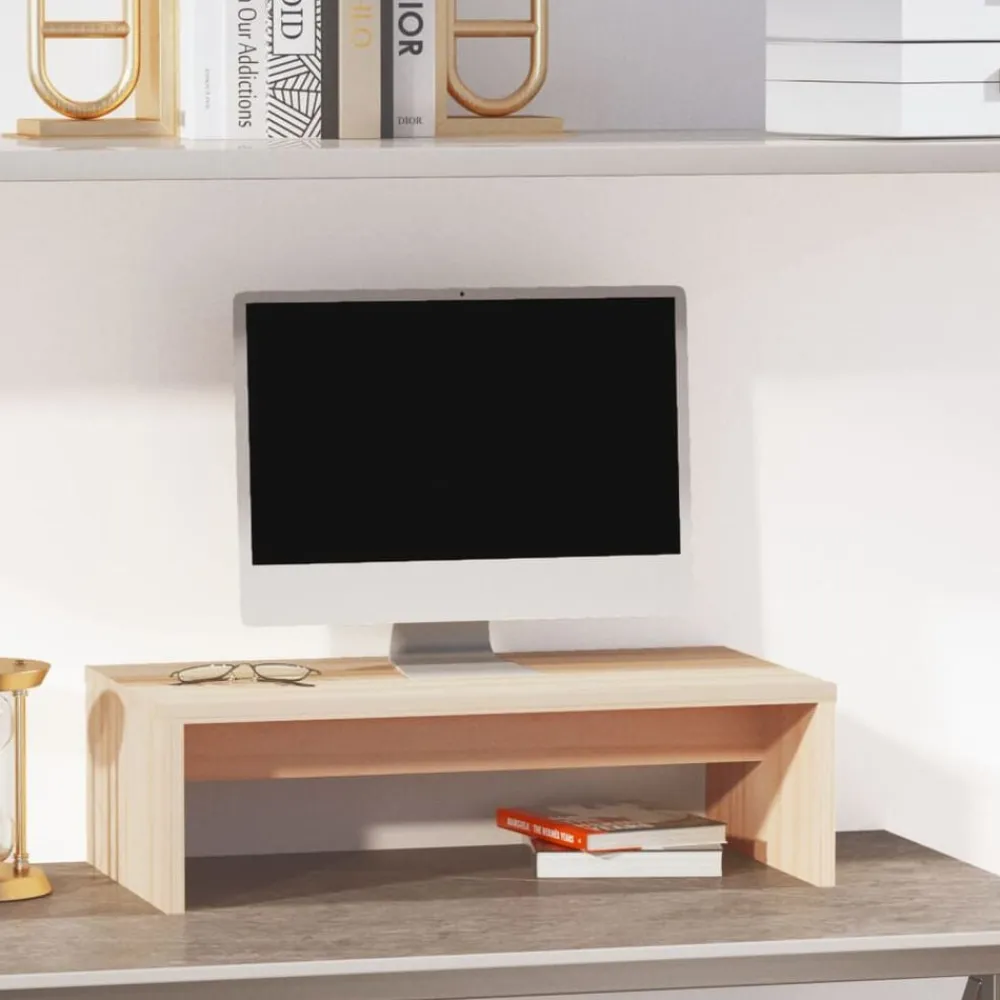 vidaXL Electrónica|Muebles Tv-Soporte para monitor madera maciza de pino 50x27x15 cm