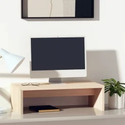 vidaXL Electrónica|Muebles Tv-Soporte para monitor madera maciza de pino 50x27x15 cm