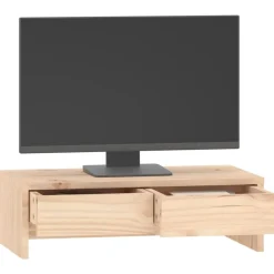 vidaXL Soporte para monitor madera maciza de pino 50x27x15 cm Natural Outlet