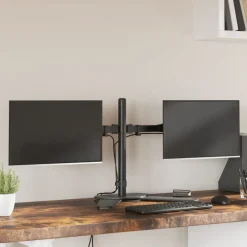 vidaXL Soporte para monitor doble acero negro VESA 75/100 mm Clearance