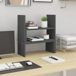 vidaXL Soporte para monitor madera maciza pino (39-72)x17x43 cm Gris Clearance