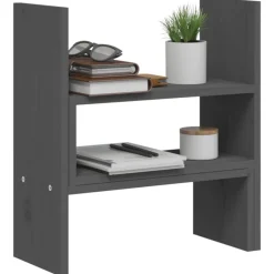 vidaXL Soporte para monitor madera maciza pino (39-72)x17x43 cm Gris Clearance