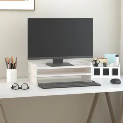 vidaXL Electrónica-Soporte para monitor madera maciza de pino 50x24x16 cm