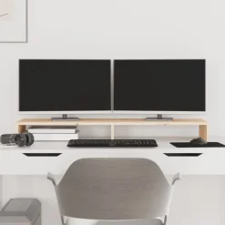 vidaXL Soporte para monitor madera maciza de pino 100x27x10 cm Natural Sale