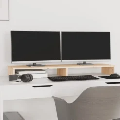 vidaXL Soporte para monitor madera maciza de pino 100x27x10 cm Natural Sale
