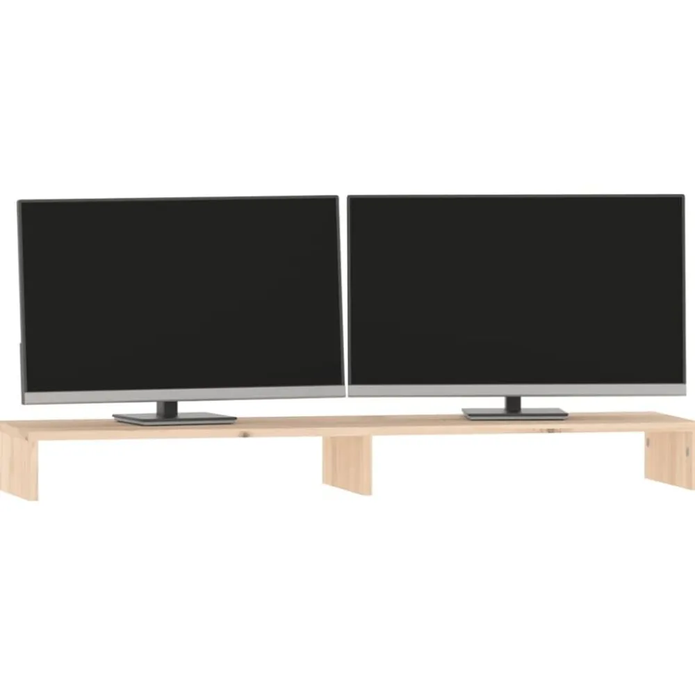 vidaXL Soporte para monitor madera maciza de pino 100x27x10 cm Natural Sale
